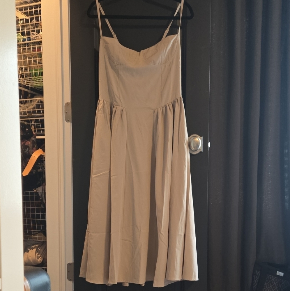 Elegant Beige Spaghetti Strap Dress